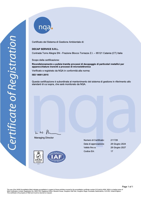 certificato qualità ambiente
